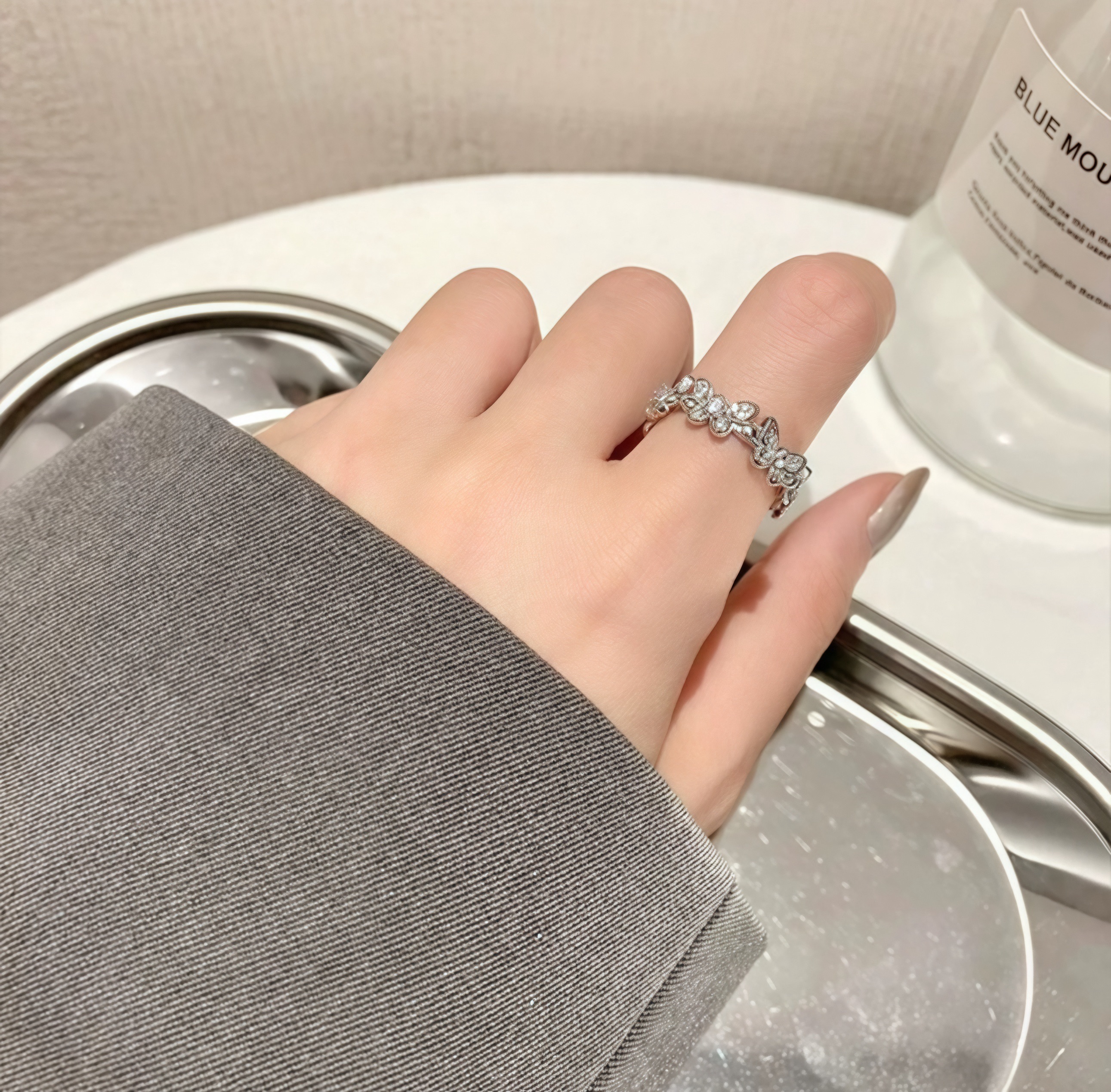 浮光蝶影開口戒