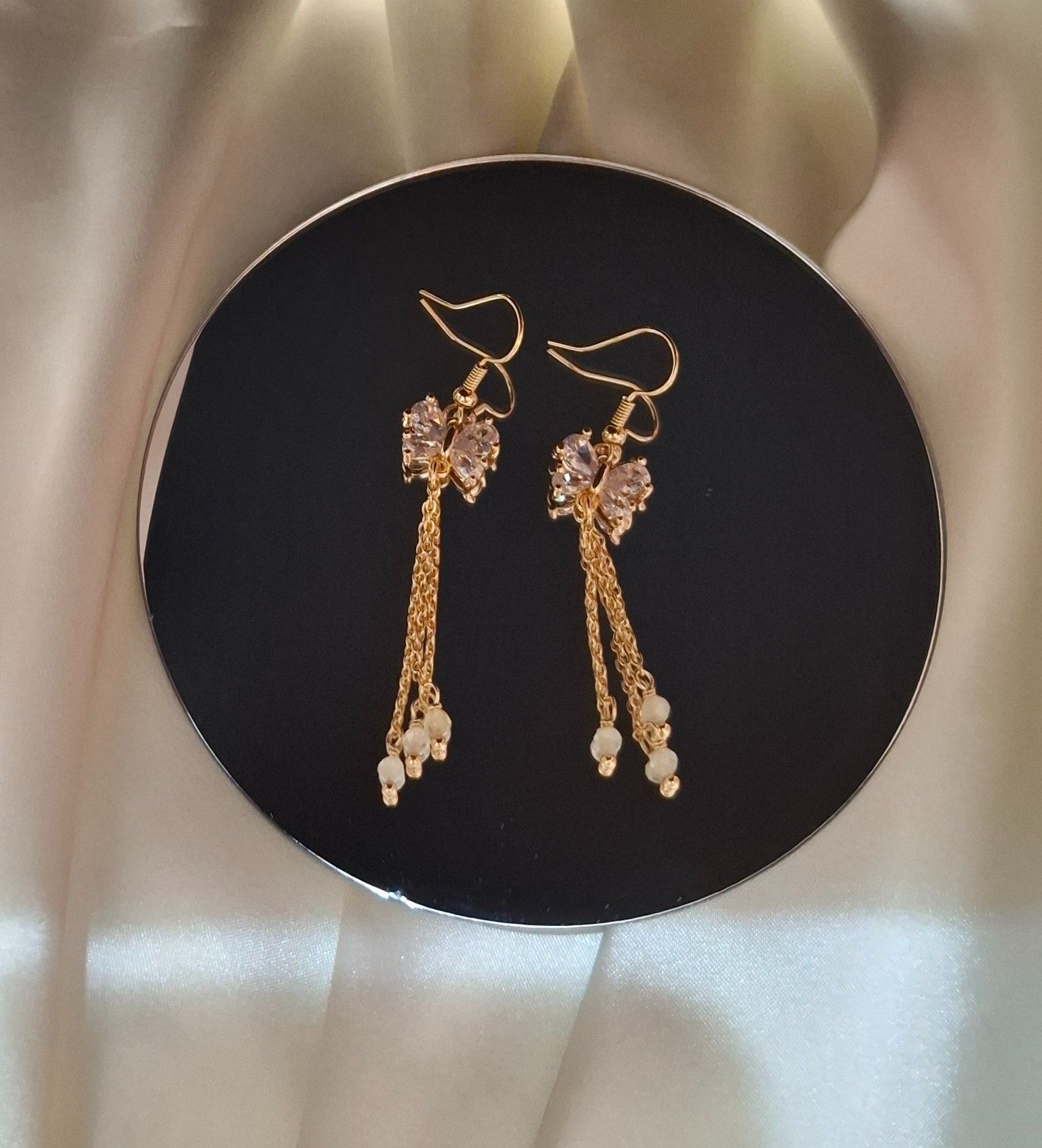 仙氣蝴蝶水晶流蘇耳環