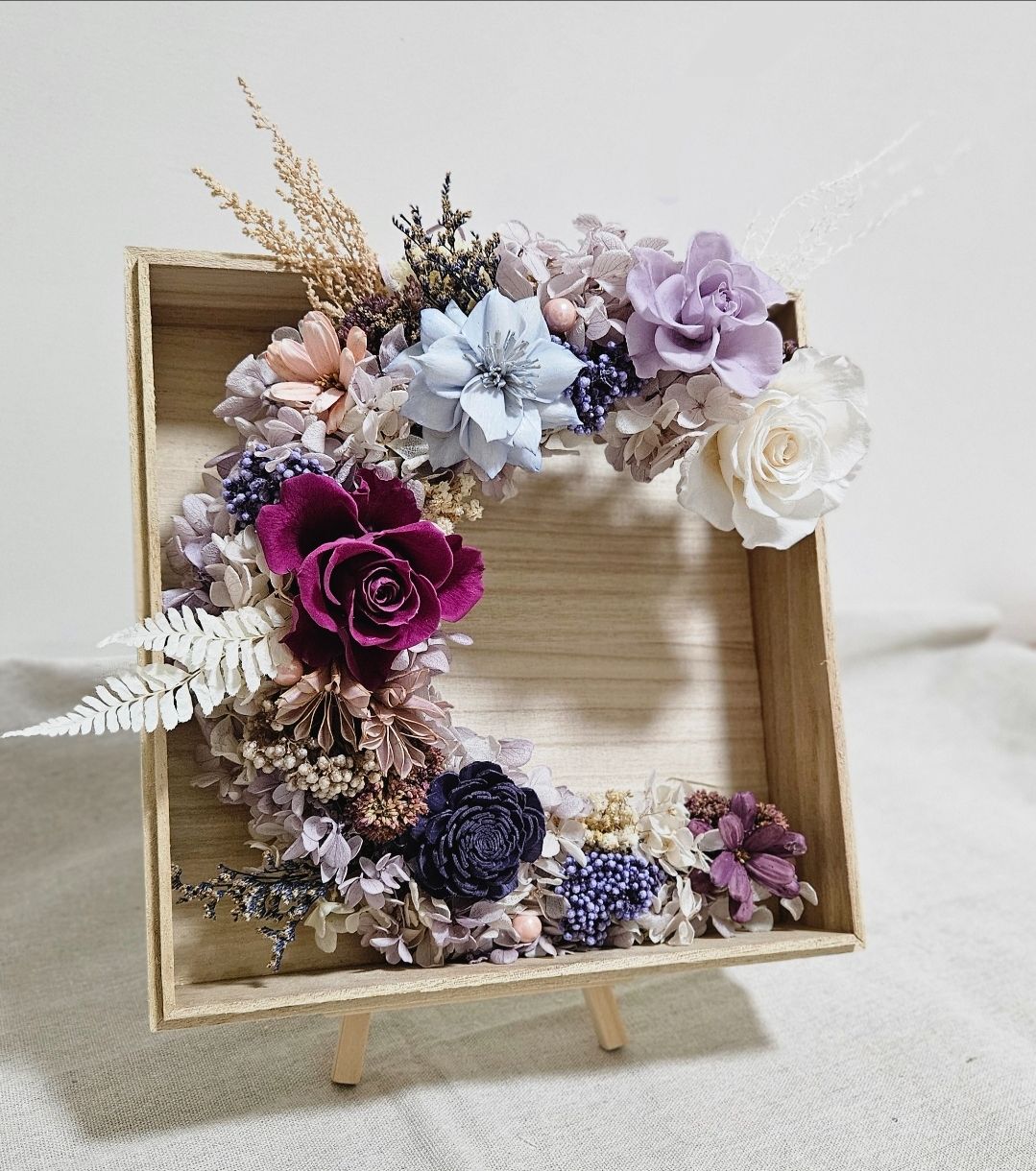 *🕊️ﾟ皎月有花*🕊️ﾟ 永生花花圈 💜✨暮紫月詩✨💜（可客製色系）