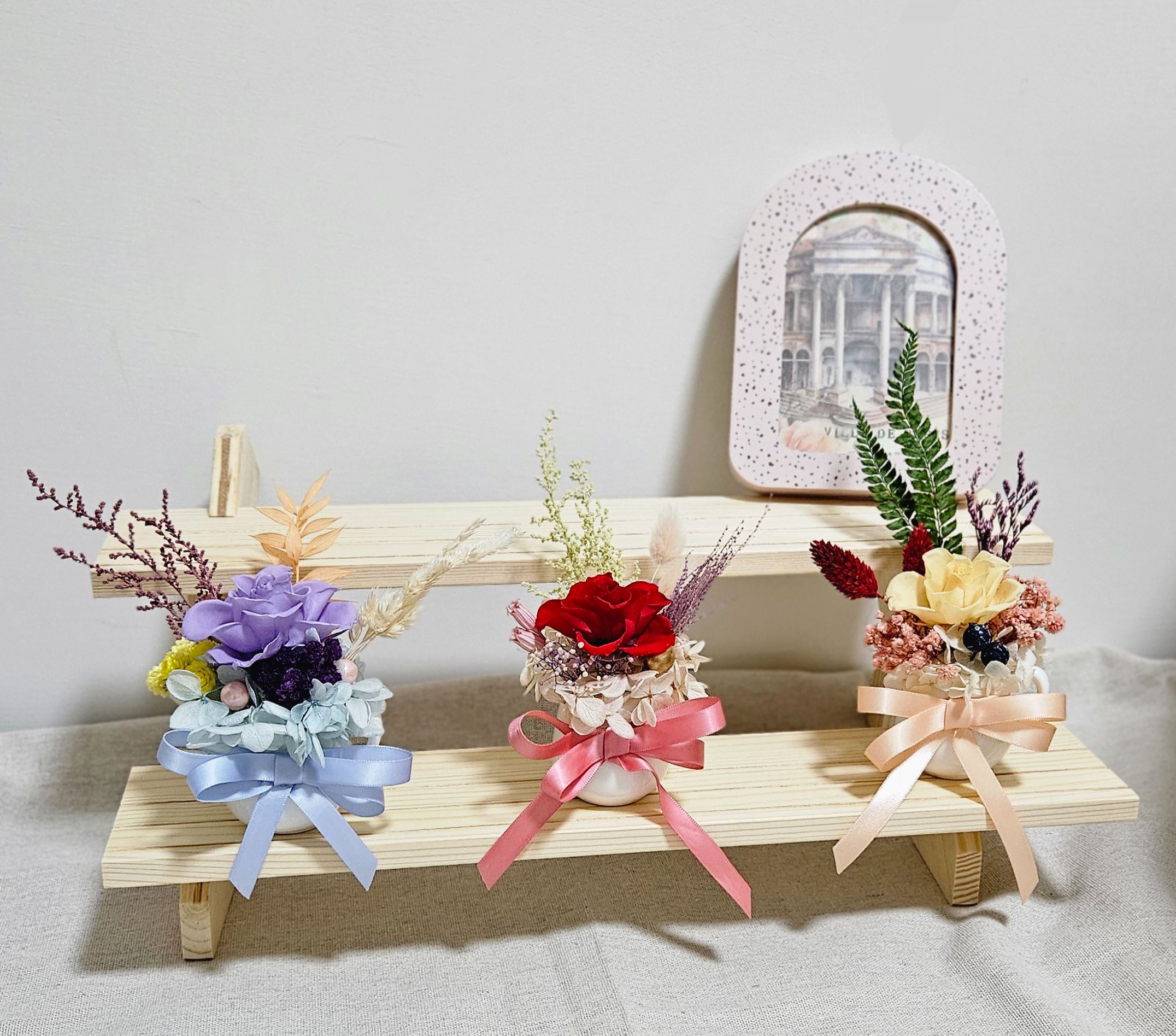 *🕊️ﾟ皎月有花*🕊️ﾟ 永生花迷你桌花可客製）