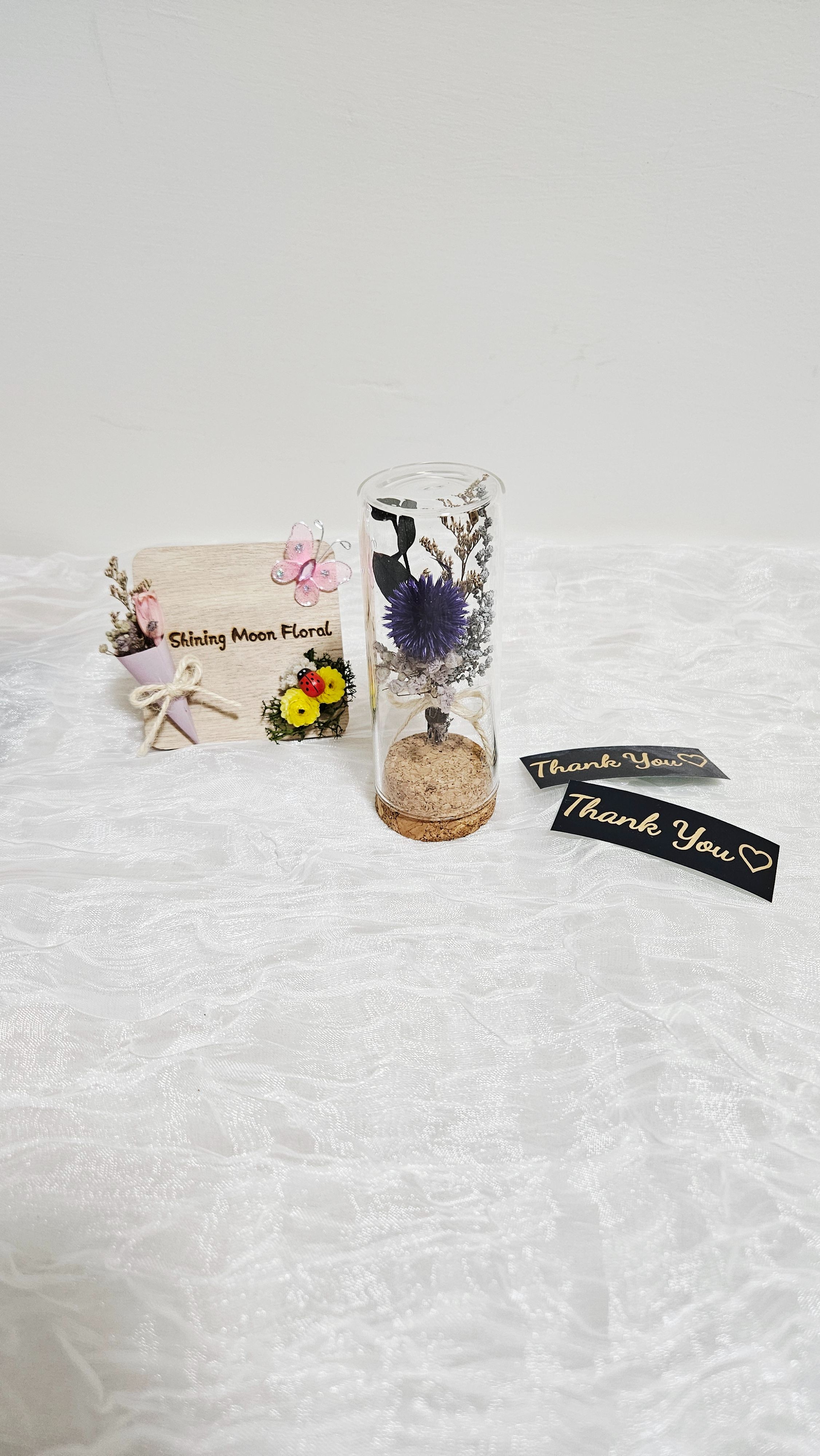 *🕊️ﾟ皎月有花*🕊️ﾟ  永生花小玻璃花藝 🌿✨恆心之語✨🌿