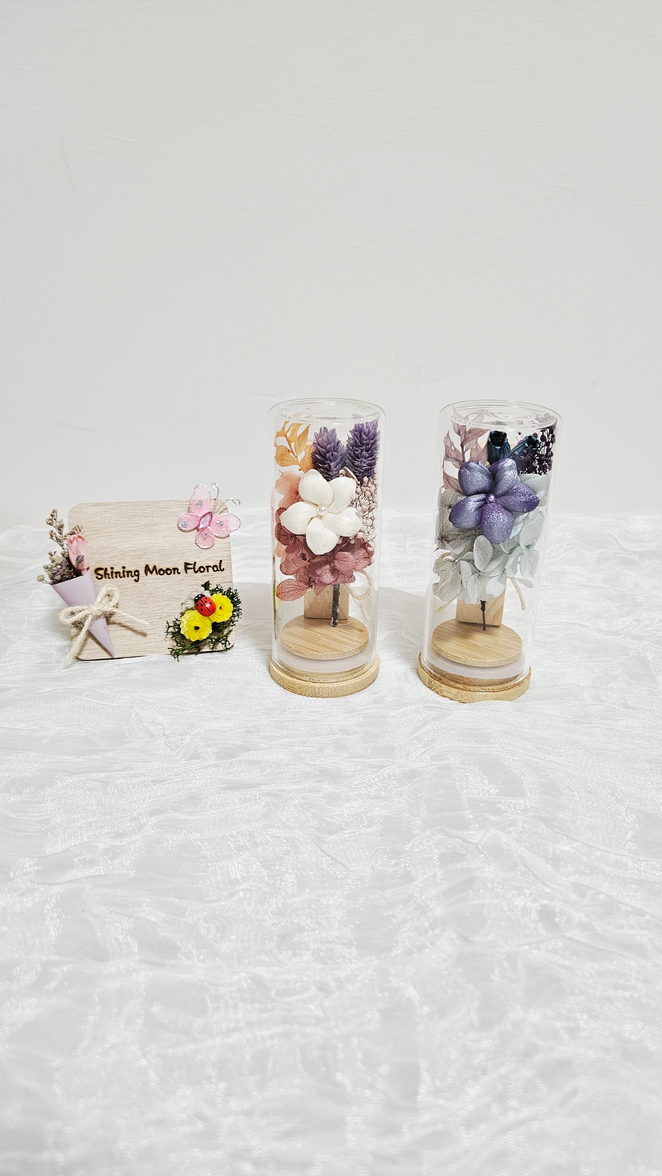 *🕊️ﾟ皎月有花*🕊️ﾟ 永生花玻璃花藝🌸✨純白心語✨🌸