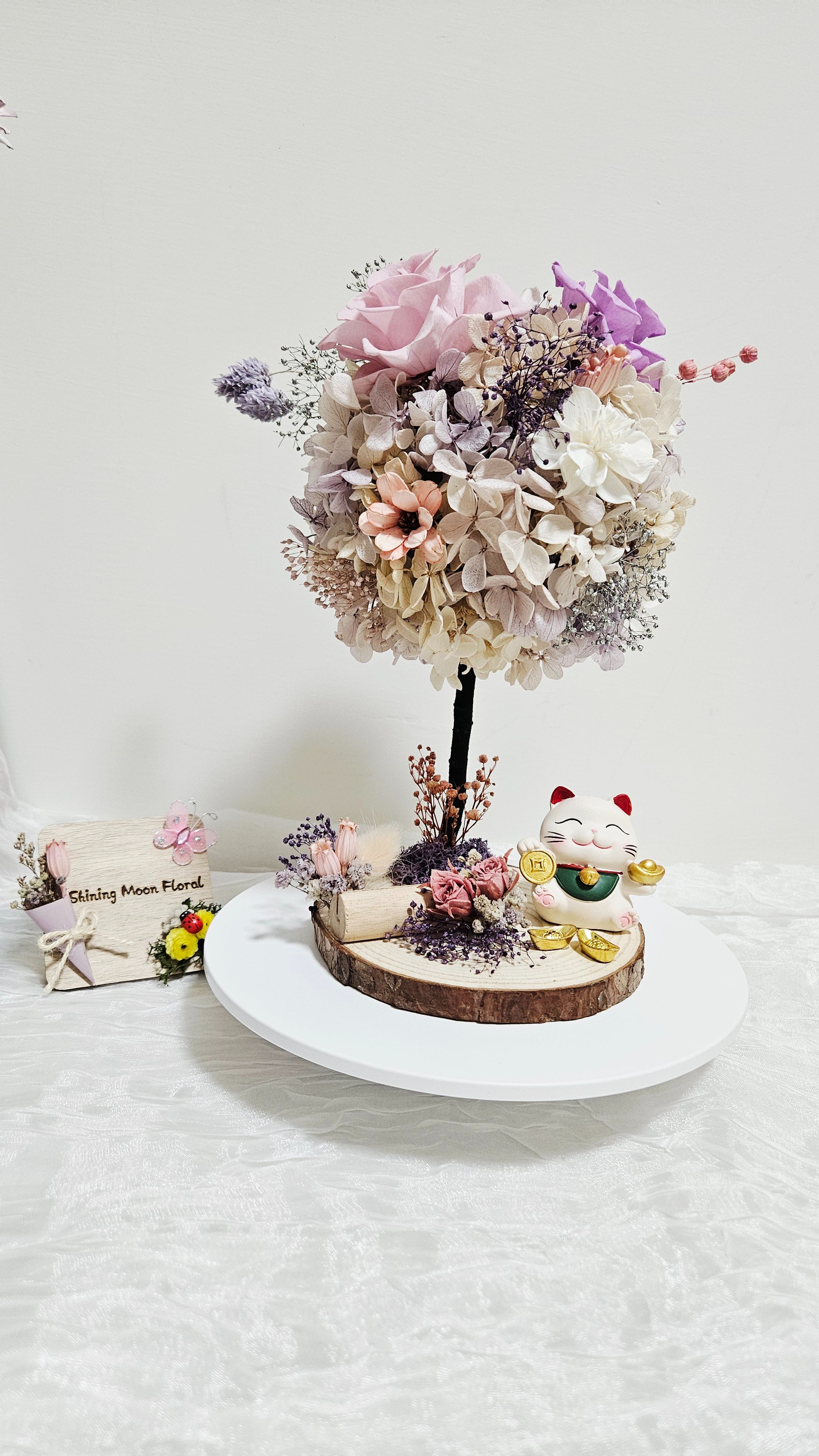 *🕊️ﾟ皎月有花*🕊️ﾟ  永生花名片座  💜✨ 月光花境・福願樹 ✨🍀