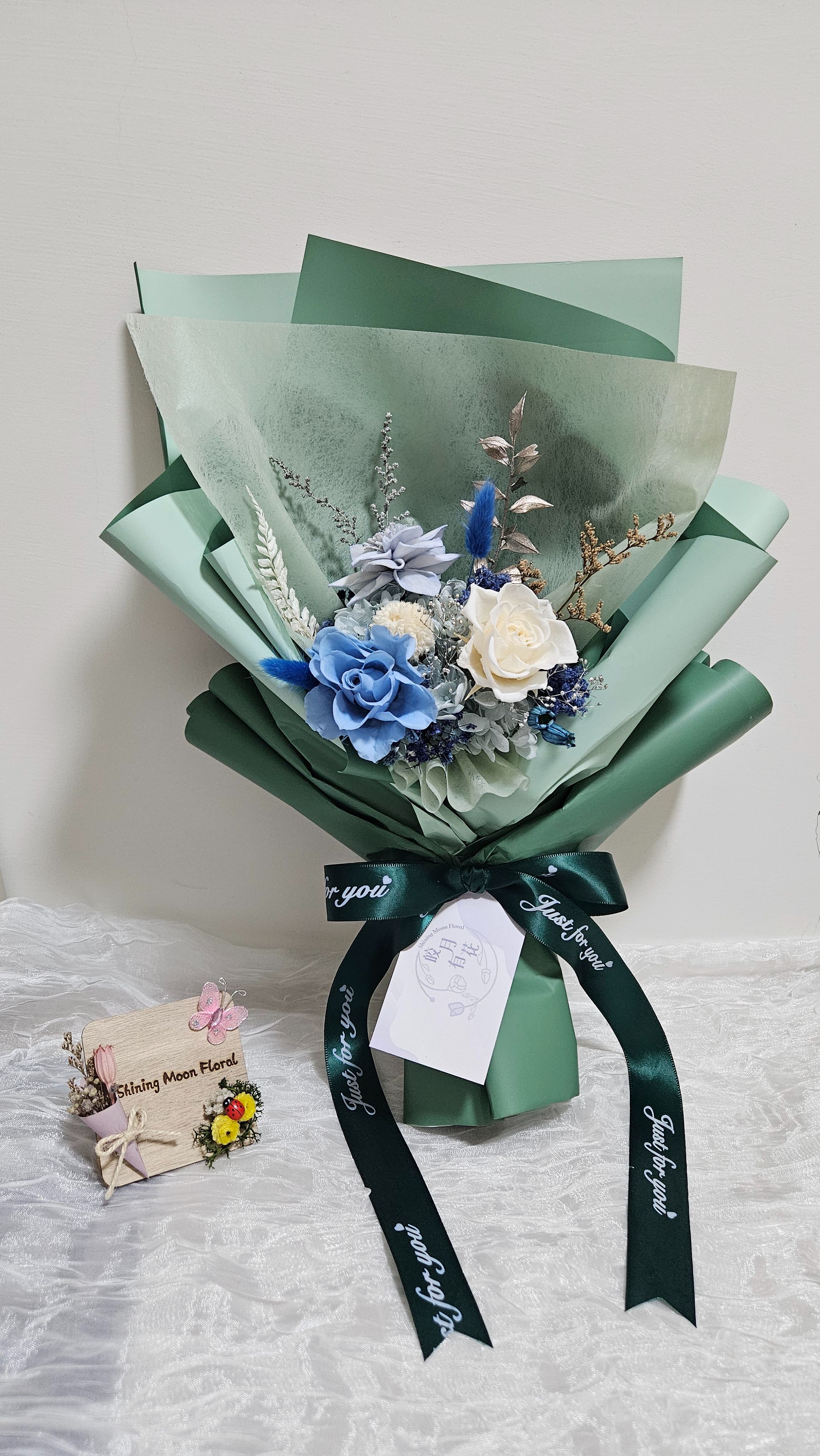 *🕊️ﾟ皎月有花*🕊️ﾟ 永生花花束 🌌 靜海之詩🩵（客製款）