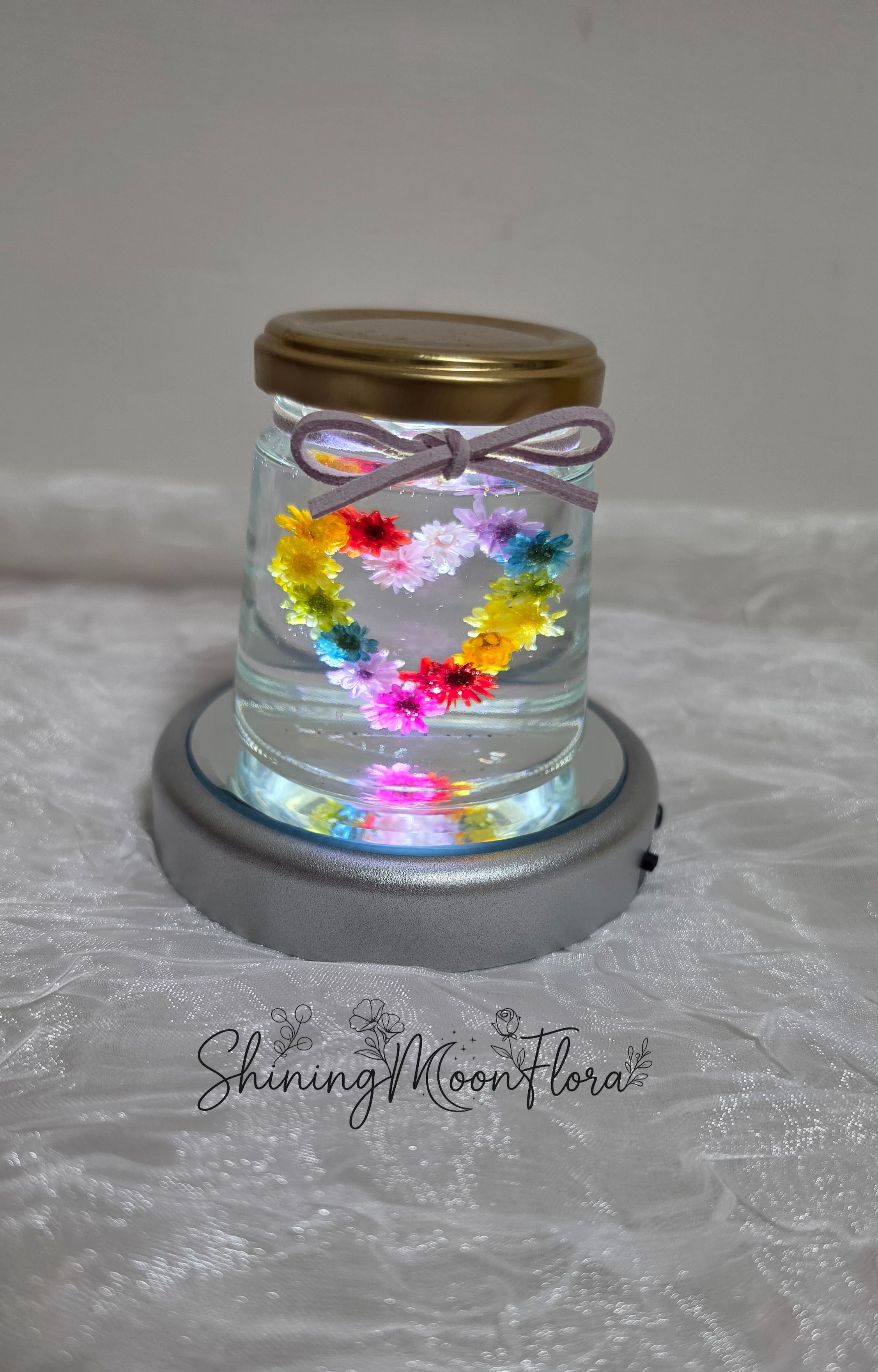 *🕊️ﾟ皎月有花*🕊️ﾟ 永生花浮油花瓶燈  永生花擴香花瓶