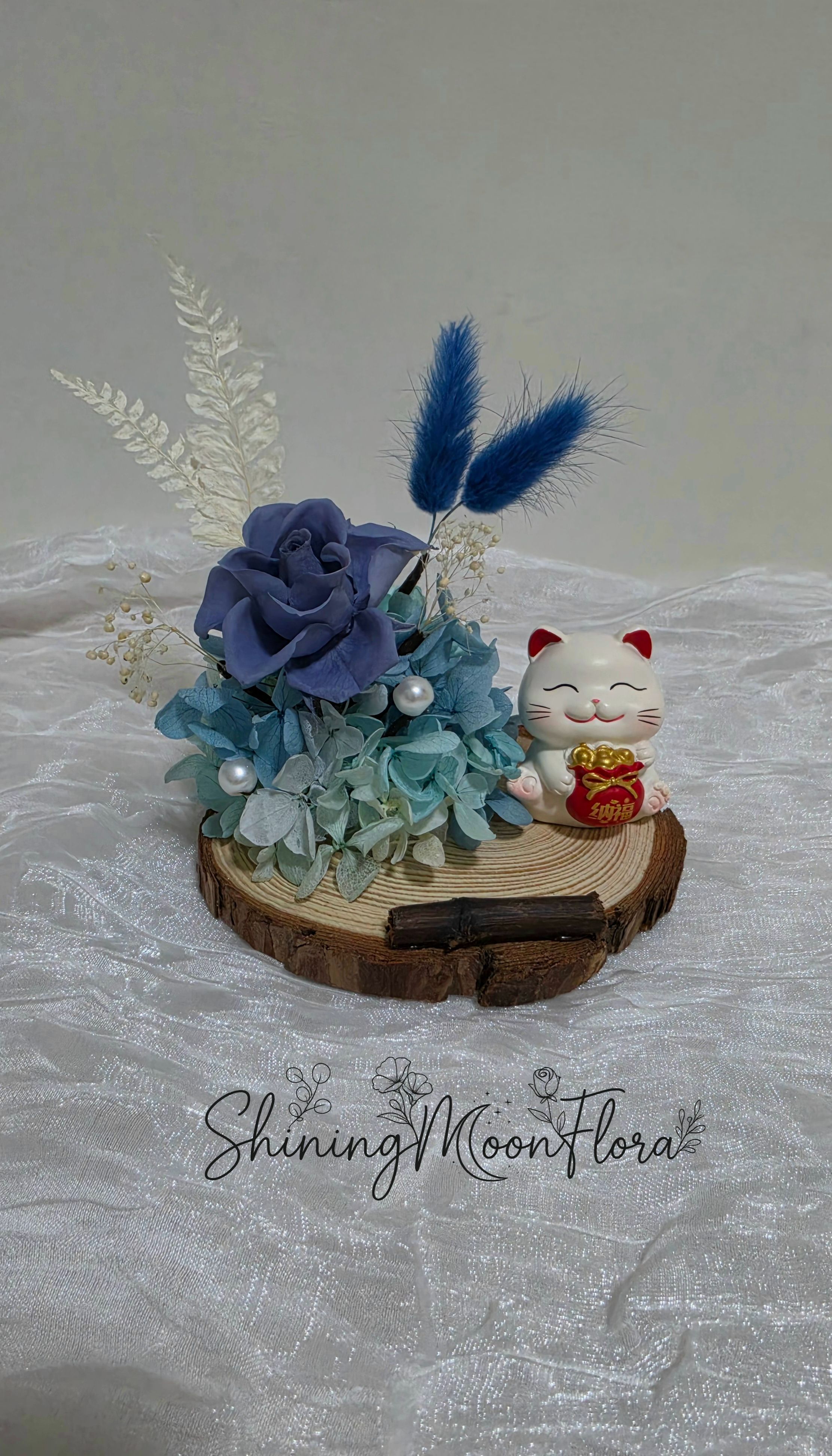 *🕊️ﾟ皎月有花*🕊️ﾟ 永生花招財名片座