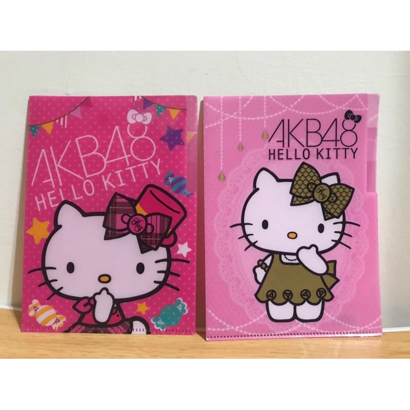 Hello Kitty 直式 三層 資料夾 粉紅色 近全新