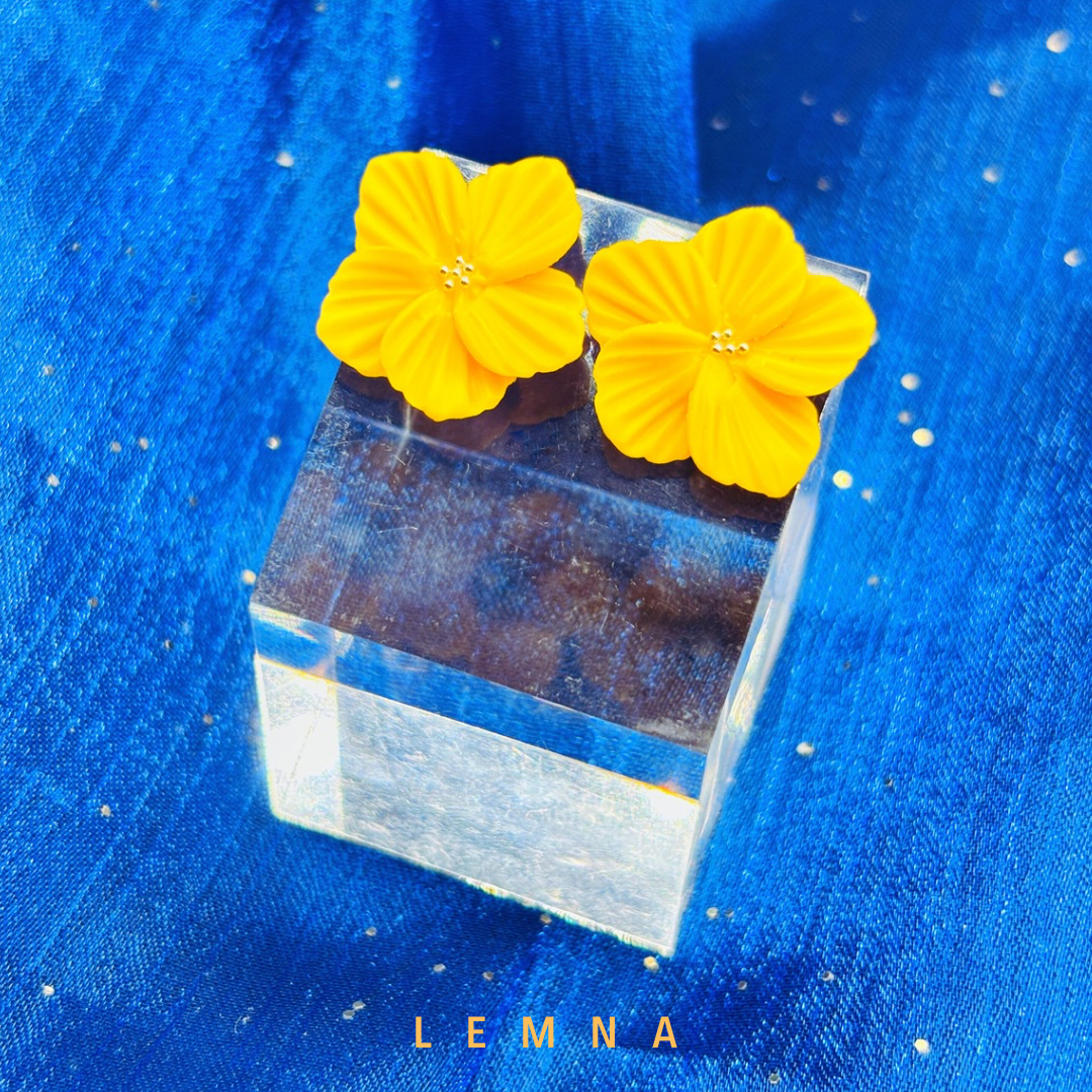 軟陶-單層花耳針