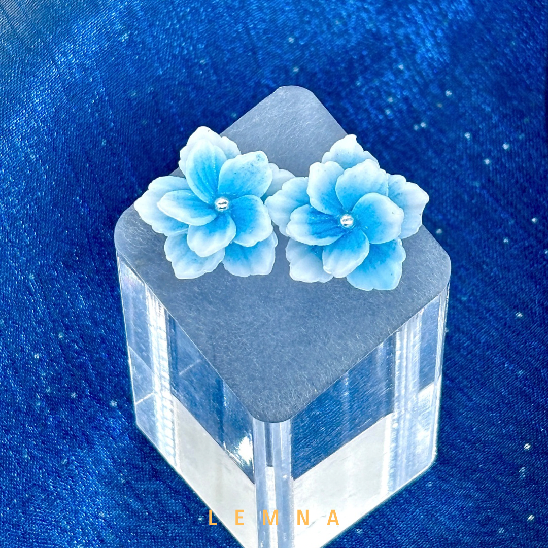 軟陶-雙層花耳針