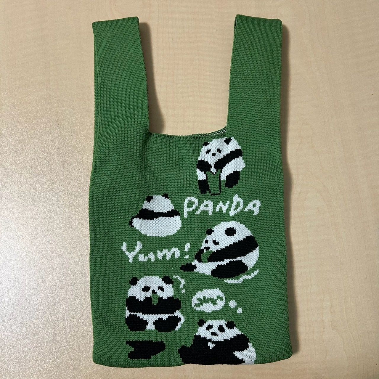 文創 熊貓 編織手提包 針織