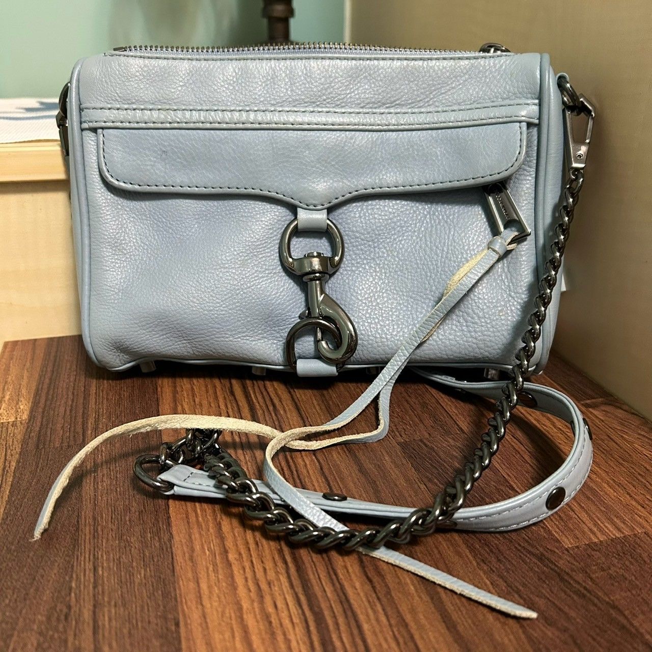 Rebecca Minkoff Mini Mac 天藍色 鐵灰鏈