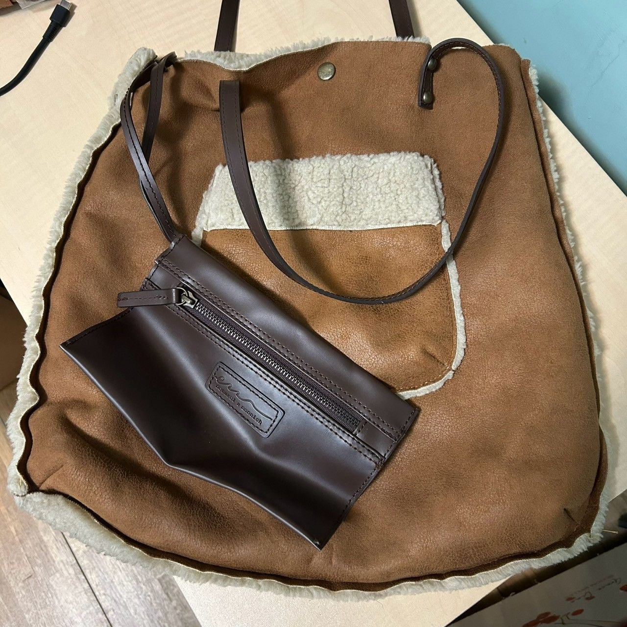 natural mannish 毛絨復古托特包 秋冬