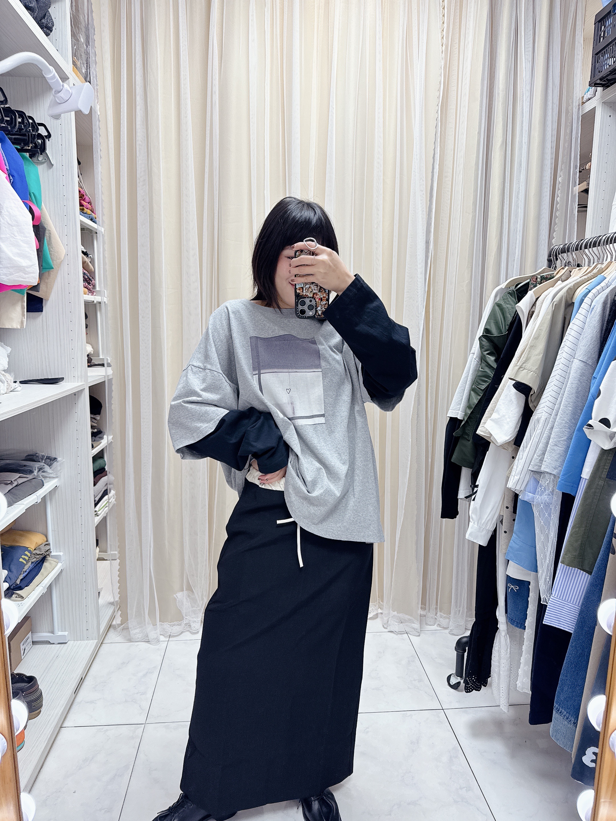 西裝撞色長裙