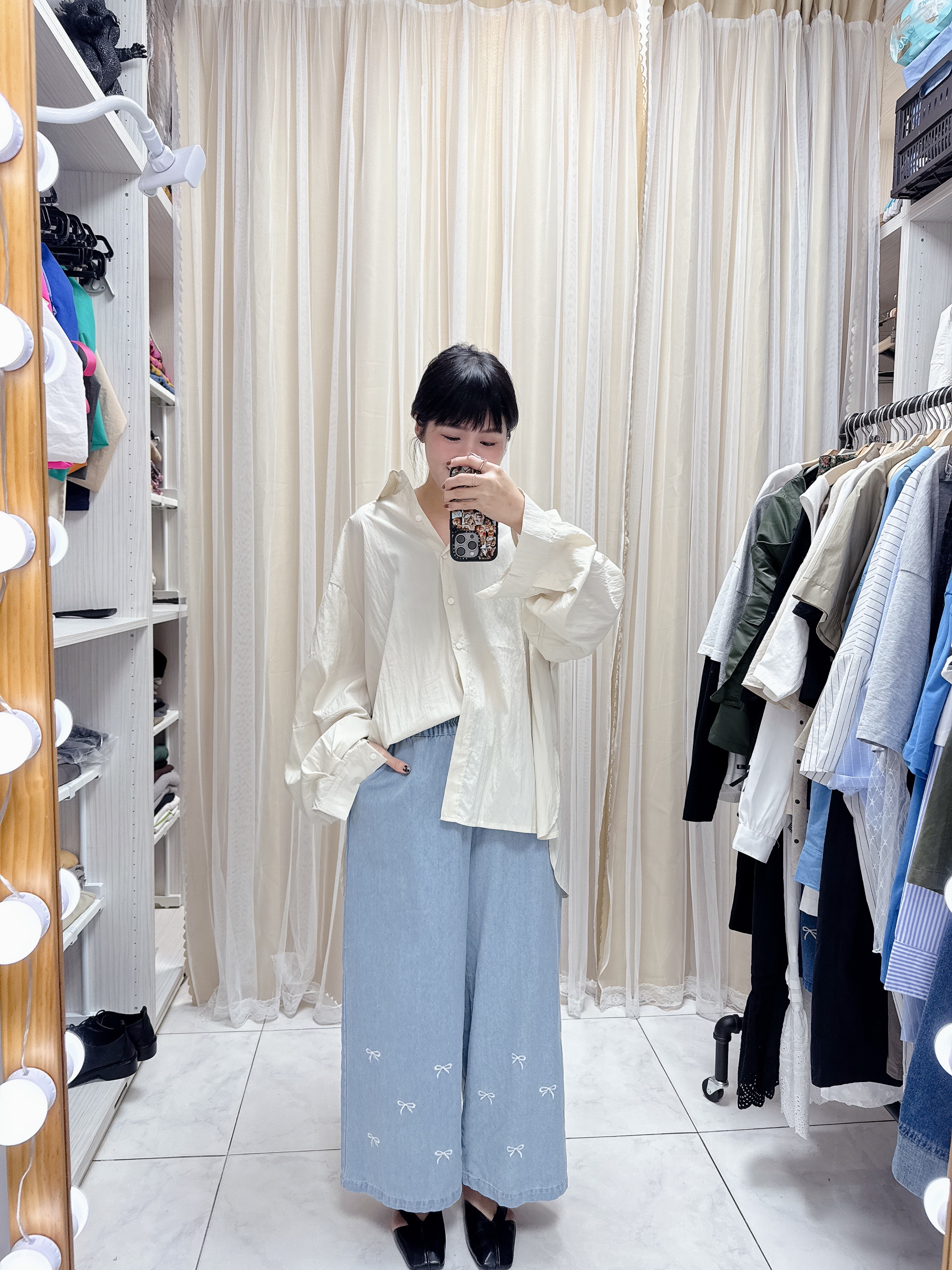 刺繡蝴蝶結褲