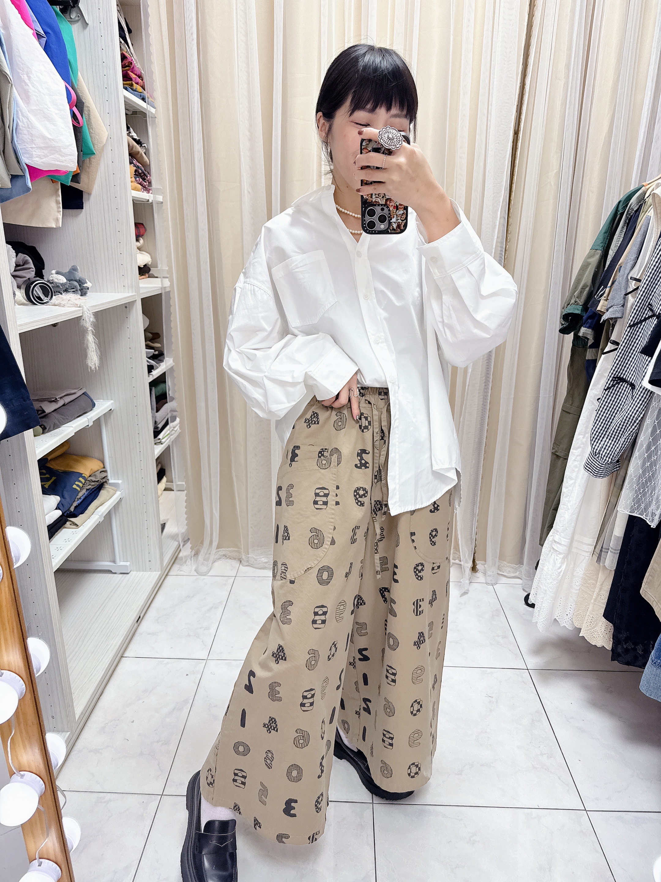 手繪數字長寬褲