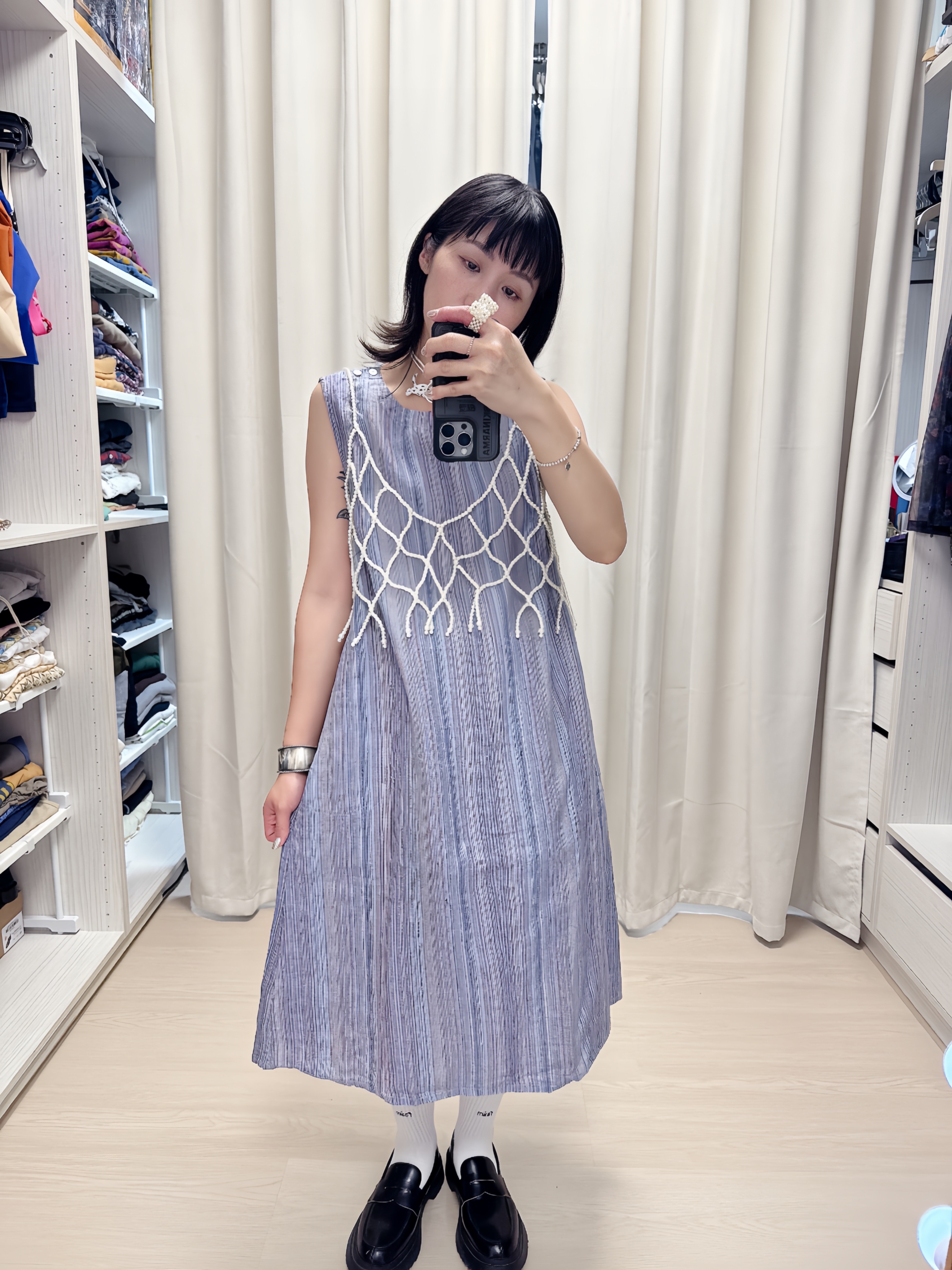 夢幻彩條背心洋裝