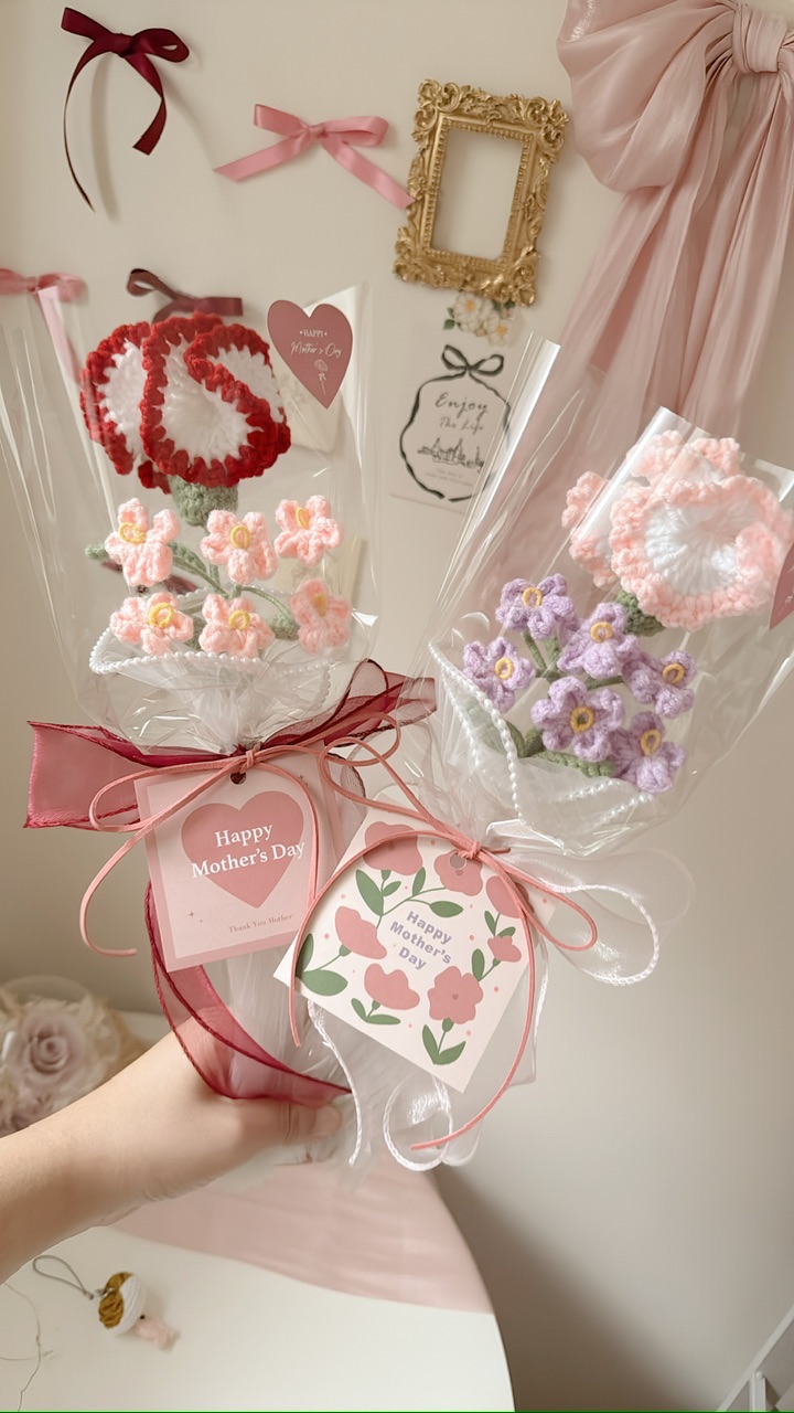 現貨 康乃馨 勿忘我花束 送提袋卡片 高約34 提袋高約40公分