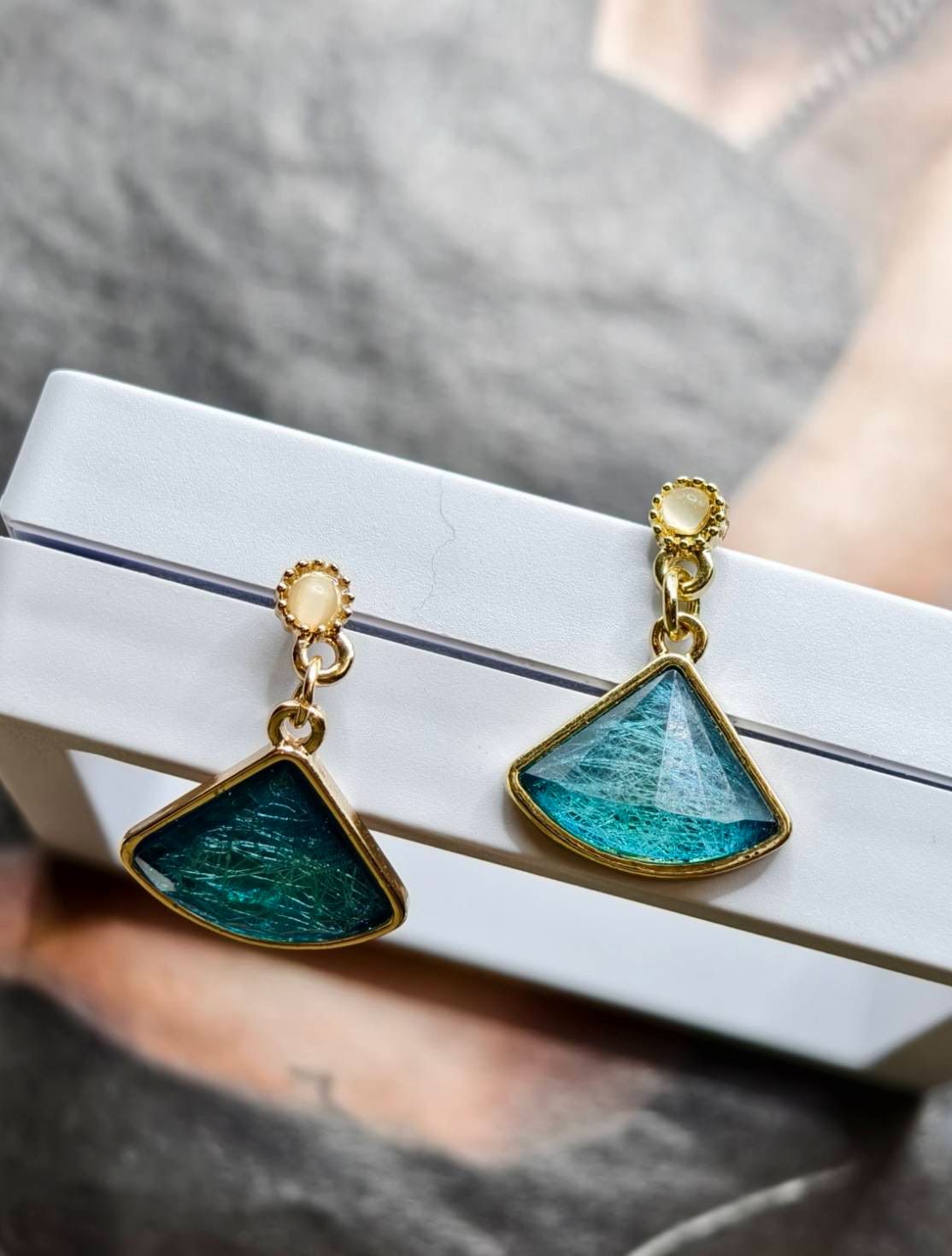 綠寶扇形耳吊款