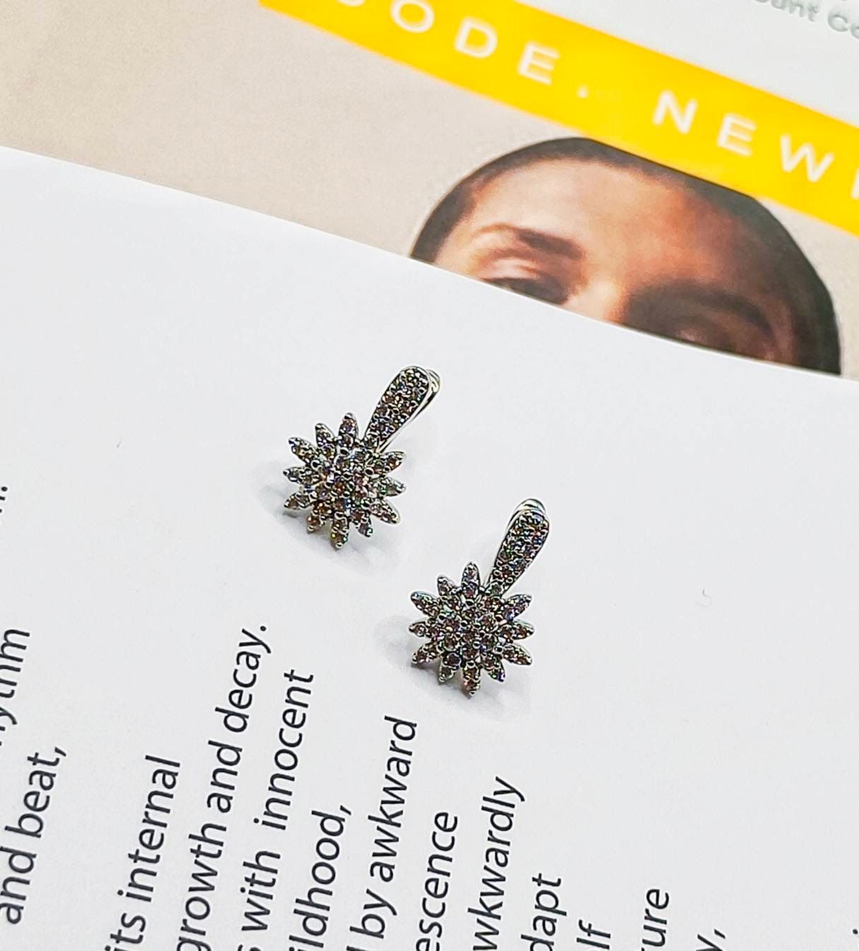 包k款銀針✨閃耀雪花花朵耳環氣質優雅款