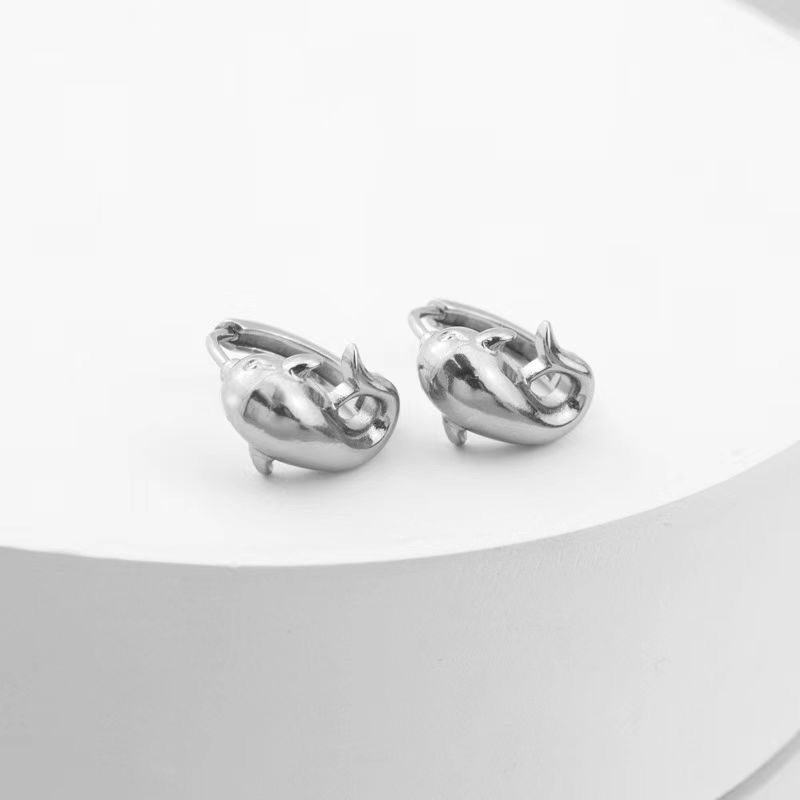 316L醫療剛海洋守護海豚鋼耳環｜抗過敏｜清新浪漫