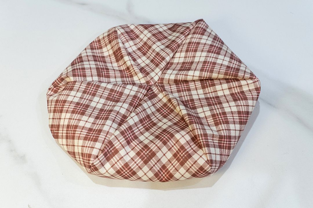 「瑪麗格紋-米紅」純棉 手作貝蕾帽 貝雷帽