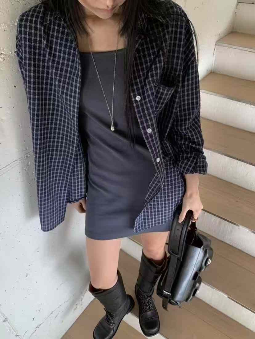 小格子皺皺襯衫