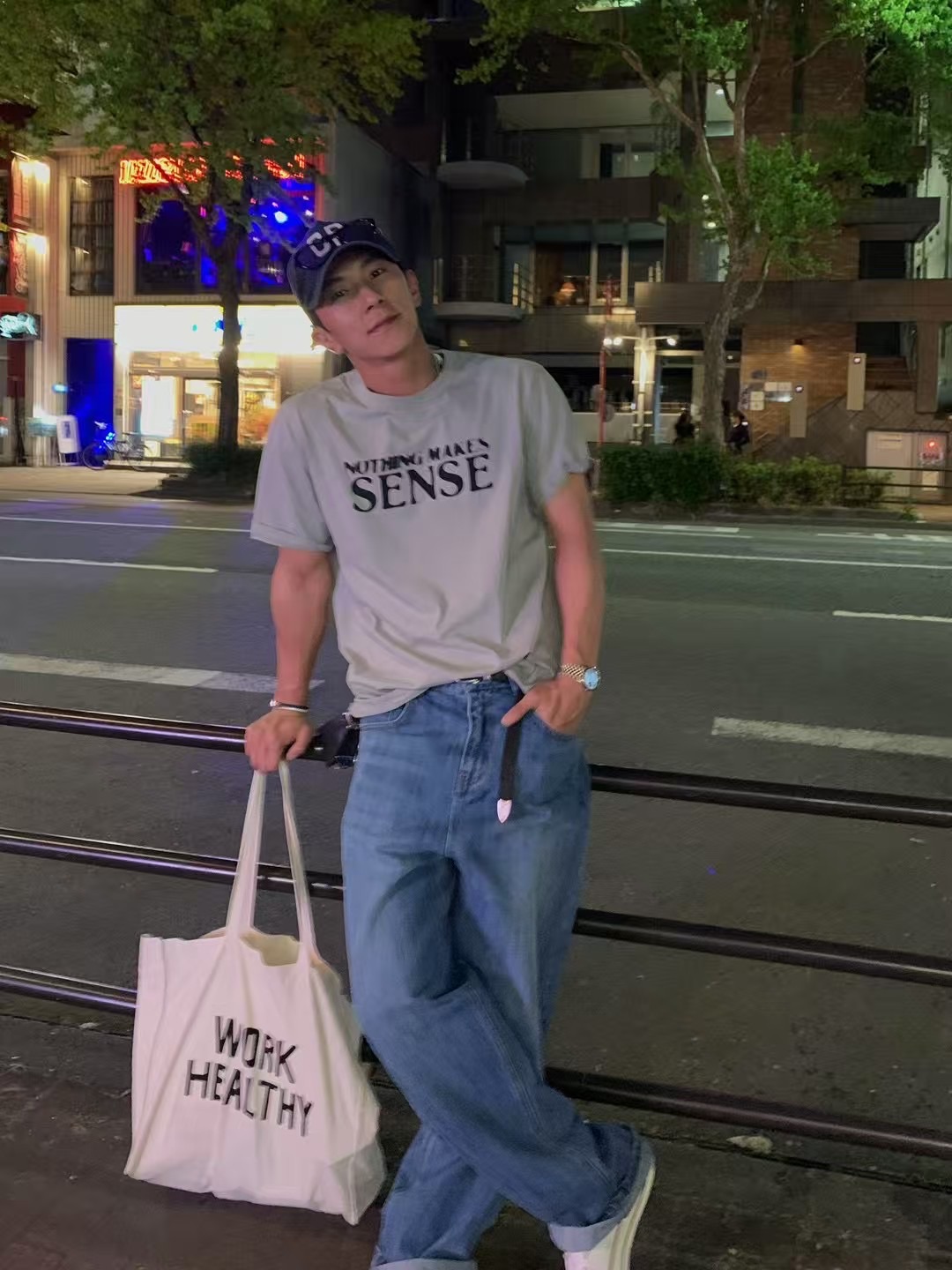 【BRITE9】韓國預購🔥 Nothing Makes Sense字母短袖上衣｜韓系潮男寬鬆T｜街頭休閒穿搭