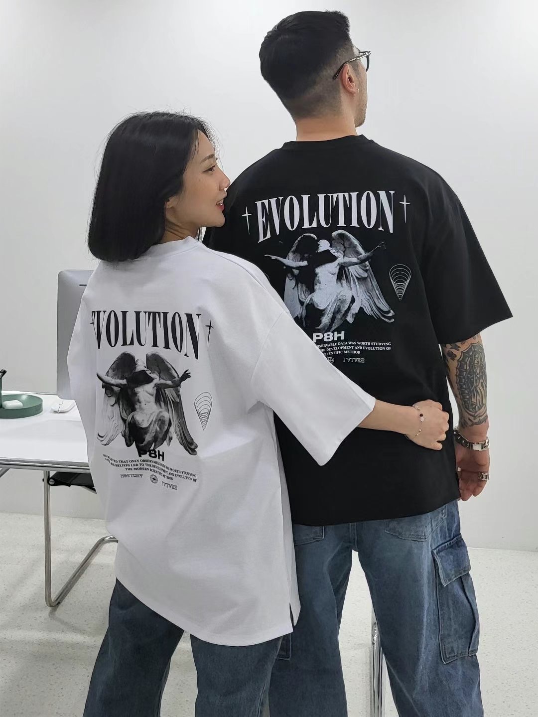 【BRITE9】韓國預購🔥 EVOLUTION天使雕像寬版T恤｜情侶款 韓系寬T 街頭風
