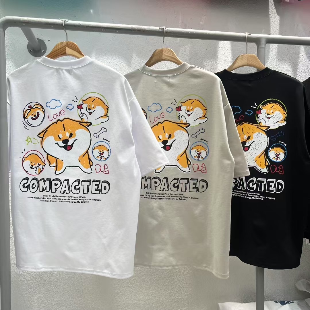 【BRITE9】韓國預購🔥 COMPACTED柴犬插畫短T｜情侶裝必備 韓系上衣