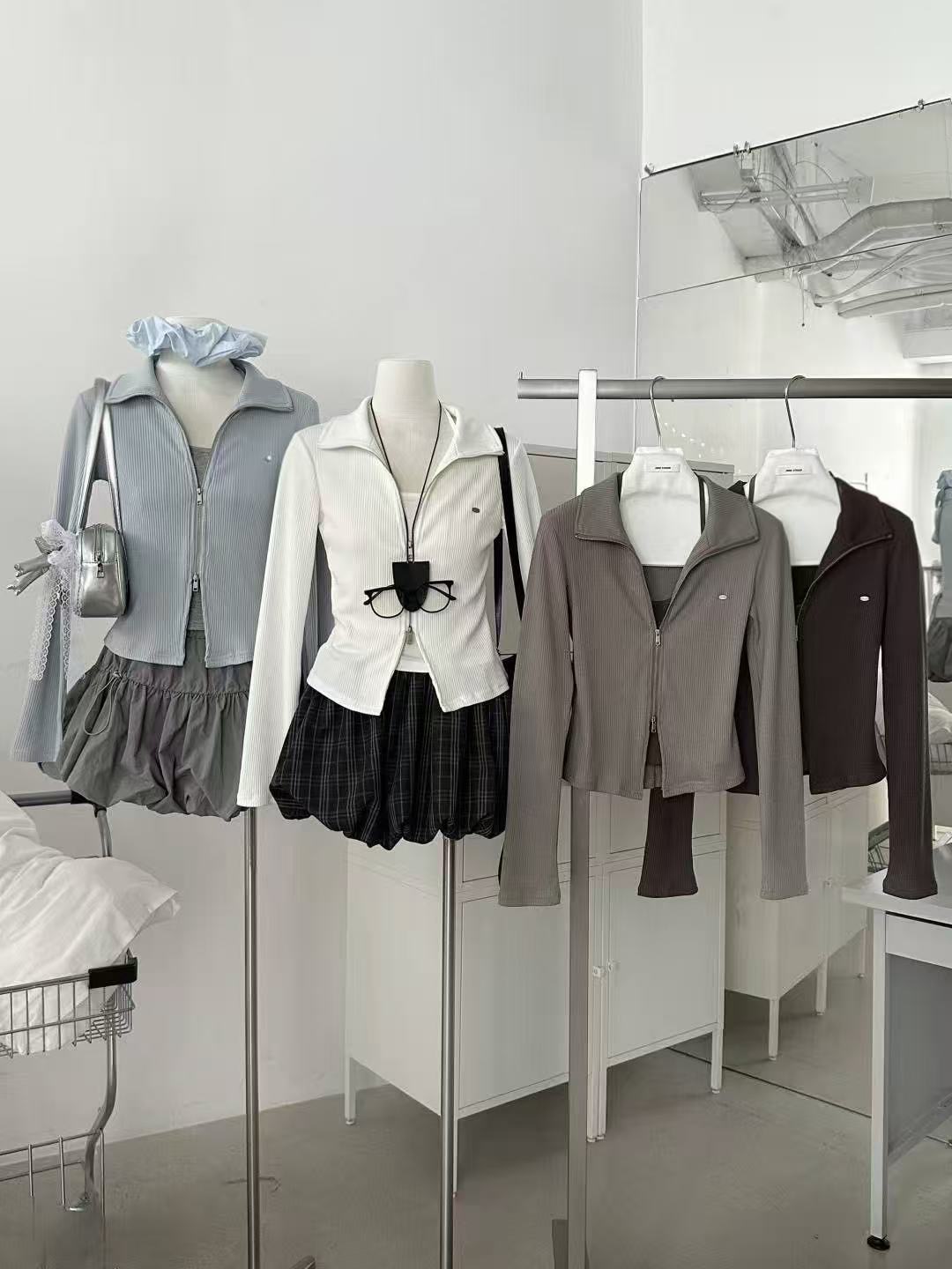 【BRITE9】韓國預購🔥 羅紋修身拉鍊上衣｜拉鍊設計 修身剪裁 百搭穿搭