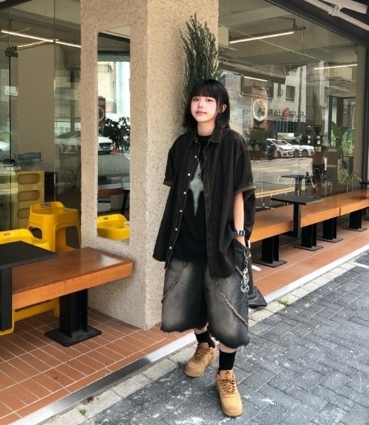 星芒黑色短袖上衣 現貨