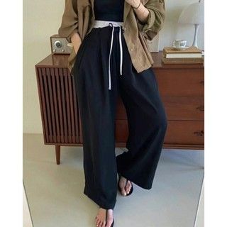 『現貨』🔥正韓拼接褲頭落地褲 寬褲 MORAN女神家 KOREA韓國服飾代購 東大門女裝 下殺優惠出清 快速出貨