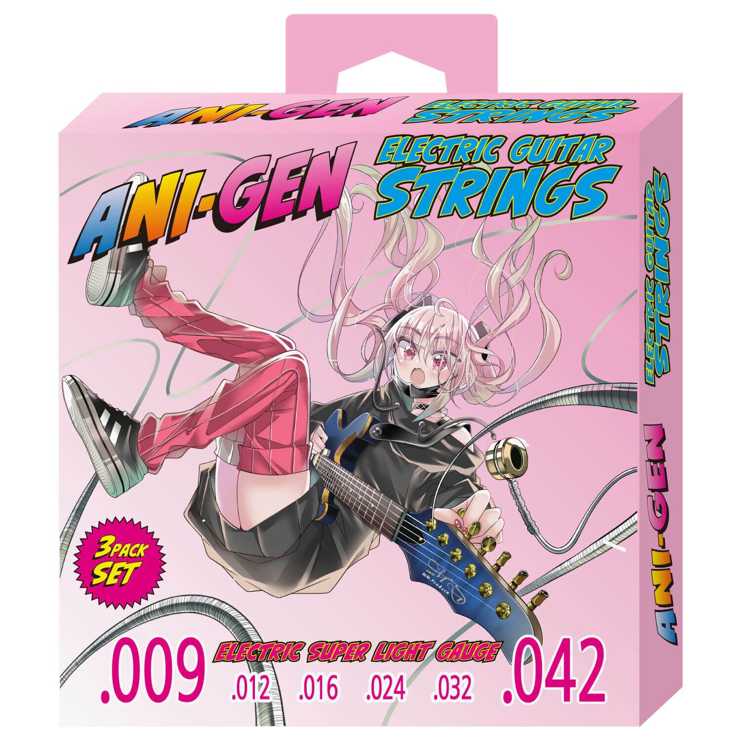 三包裝電吉他弦！日本限定 漫畫家聯名 ANI-GEN エレキギター用3SETパック弦（09-42）