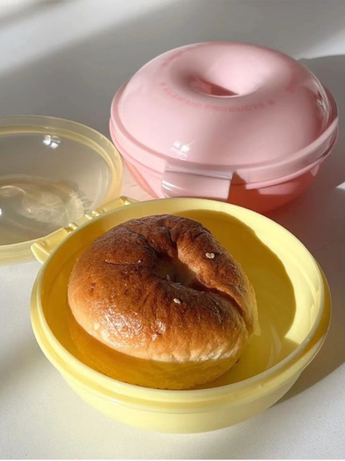 便攜微波貝果盒 🍩｜可加熱｜圓形可愛便當盒｜早餐水果收納盒