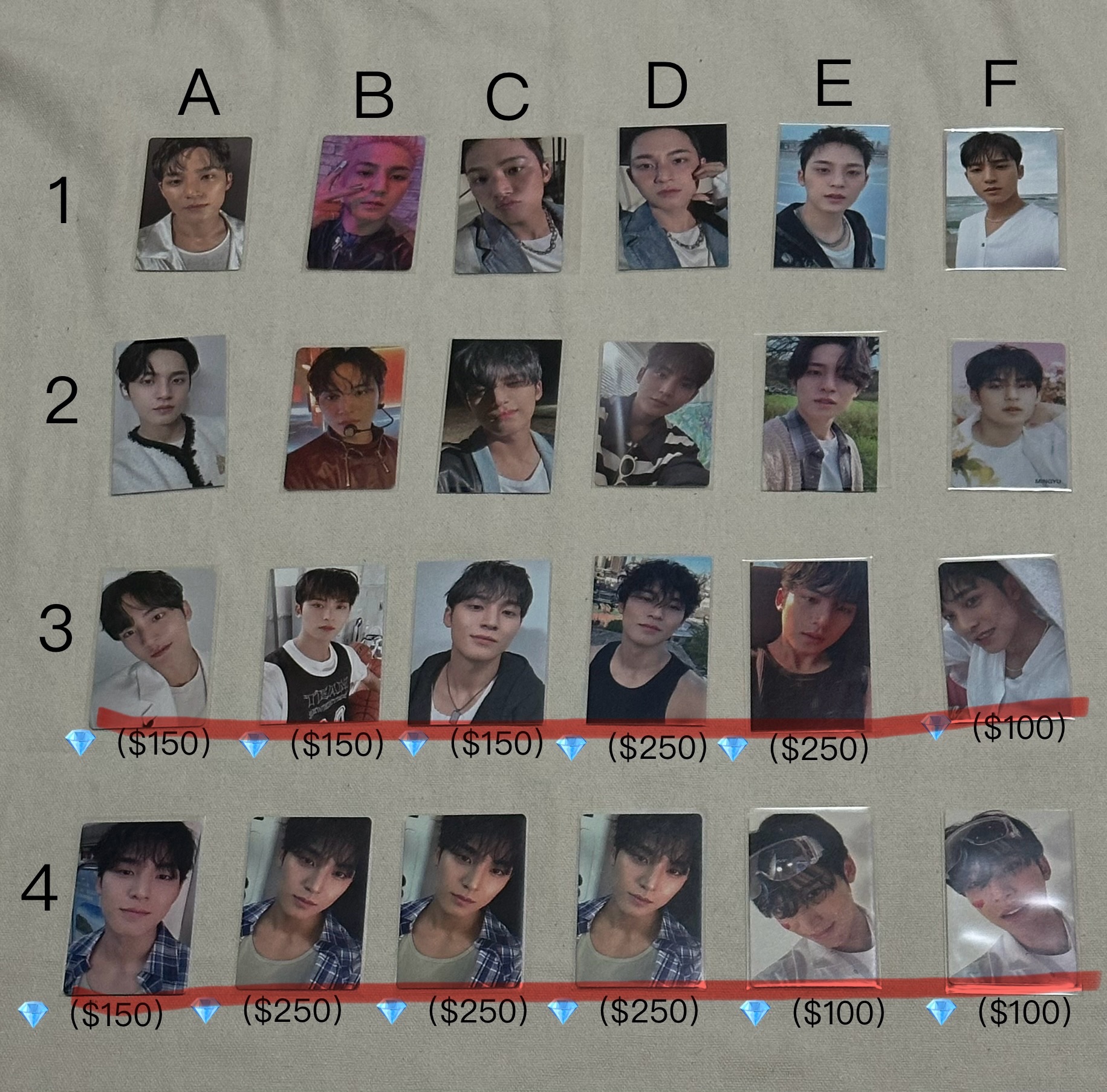 奎稀有卡（特典場限等等，有💎需綁括號內金額）