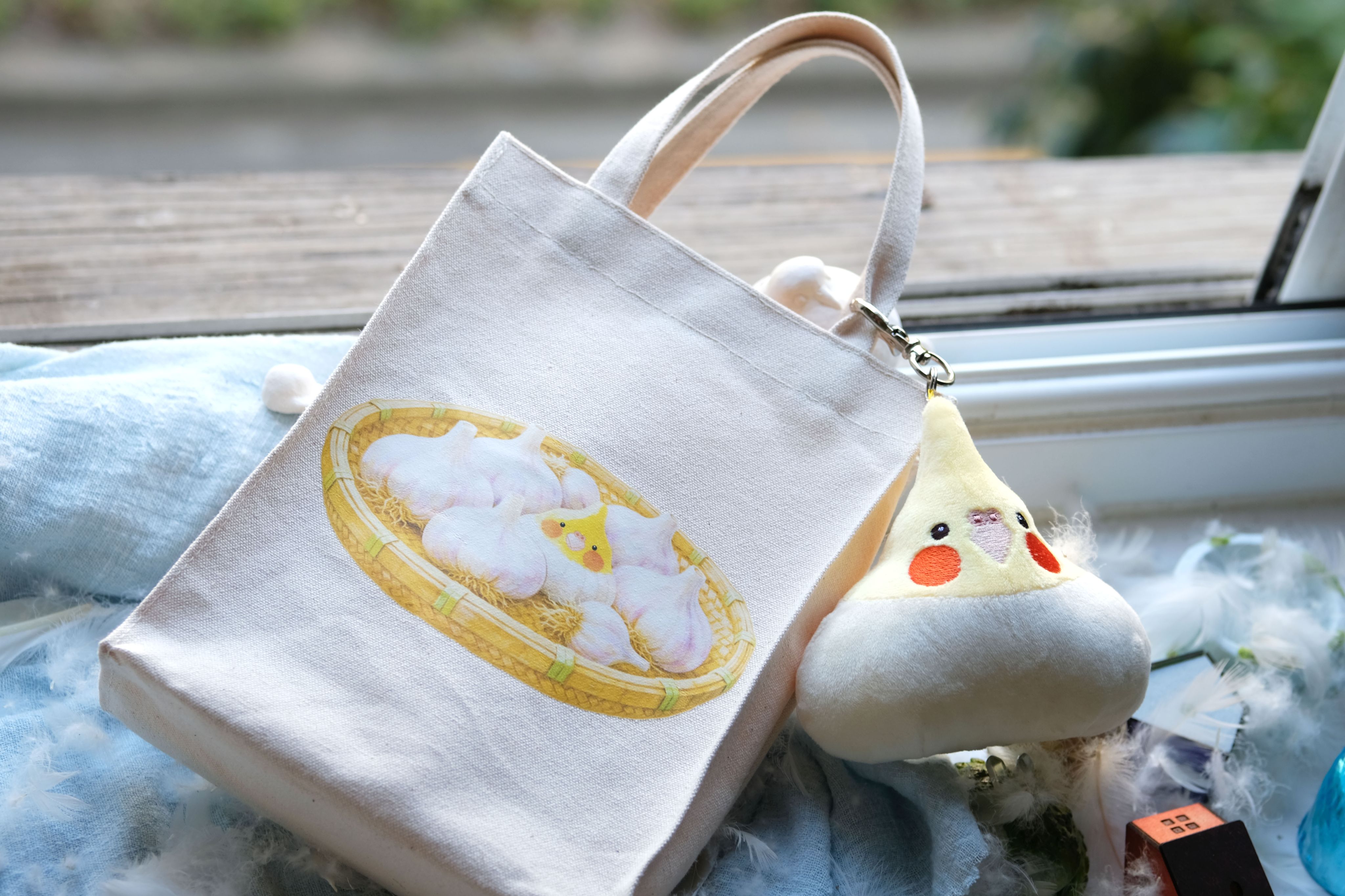 蒜頭雞小書袋 蒜頭曬太陽 台灣日常風景 帆布袋