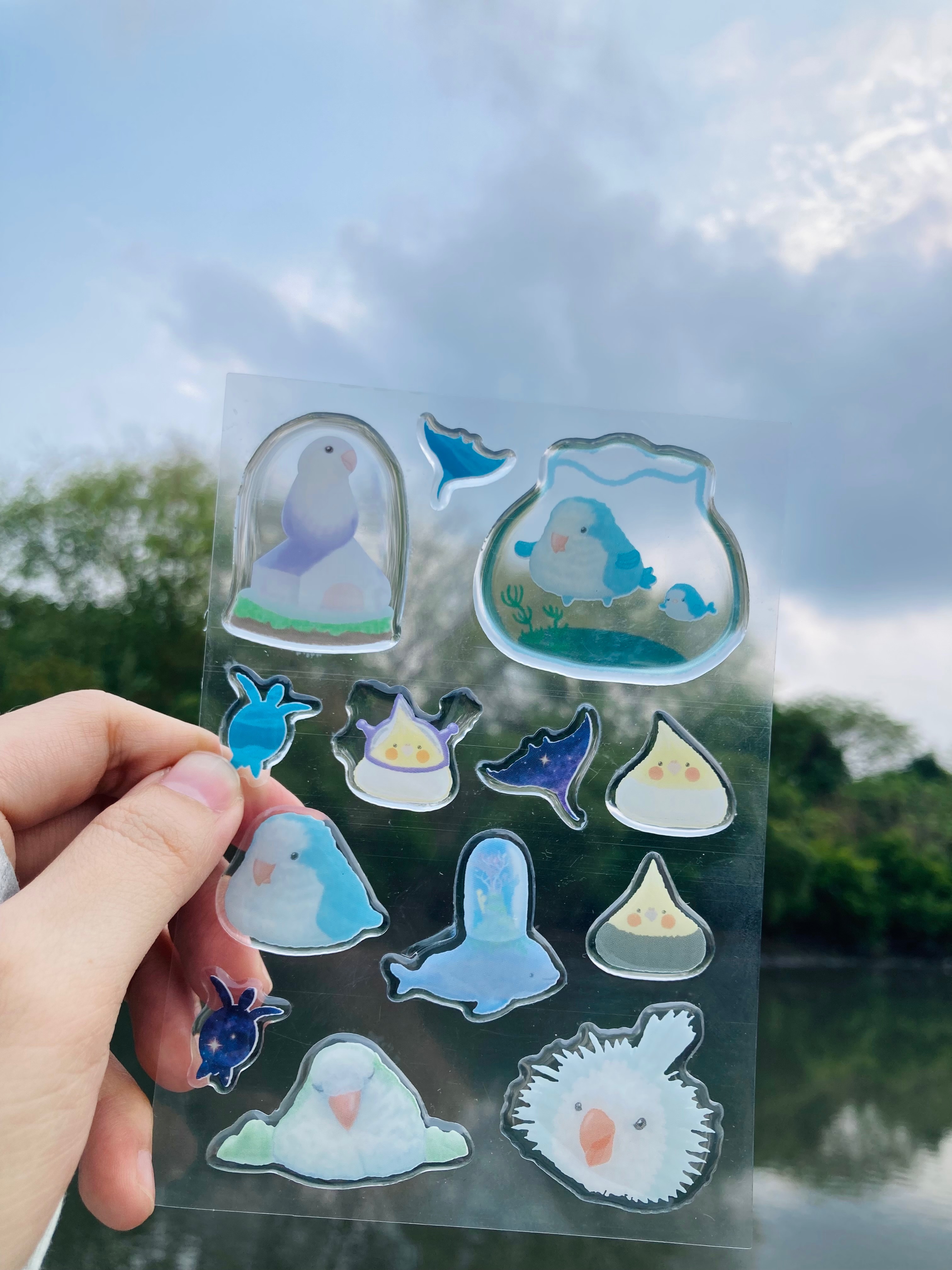 鳥獸海島透明泡泡貼紙