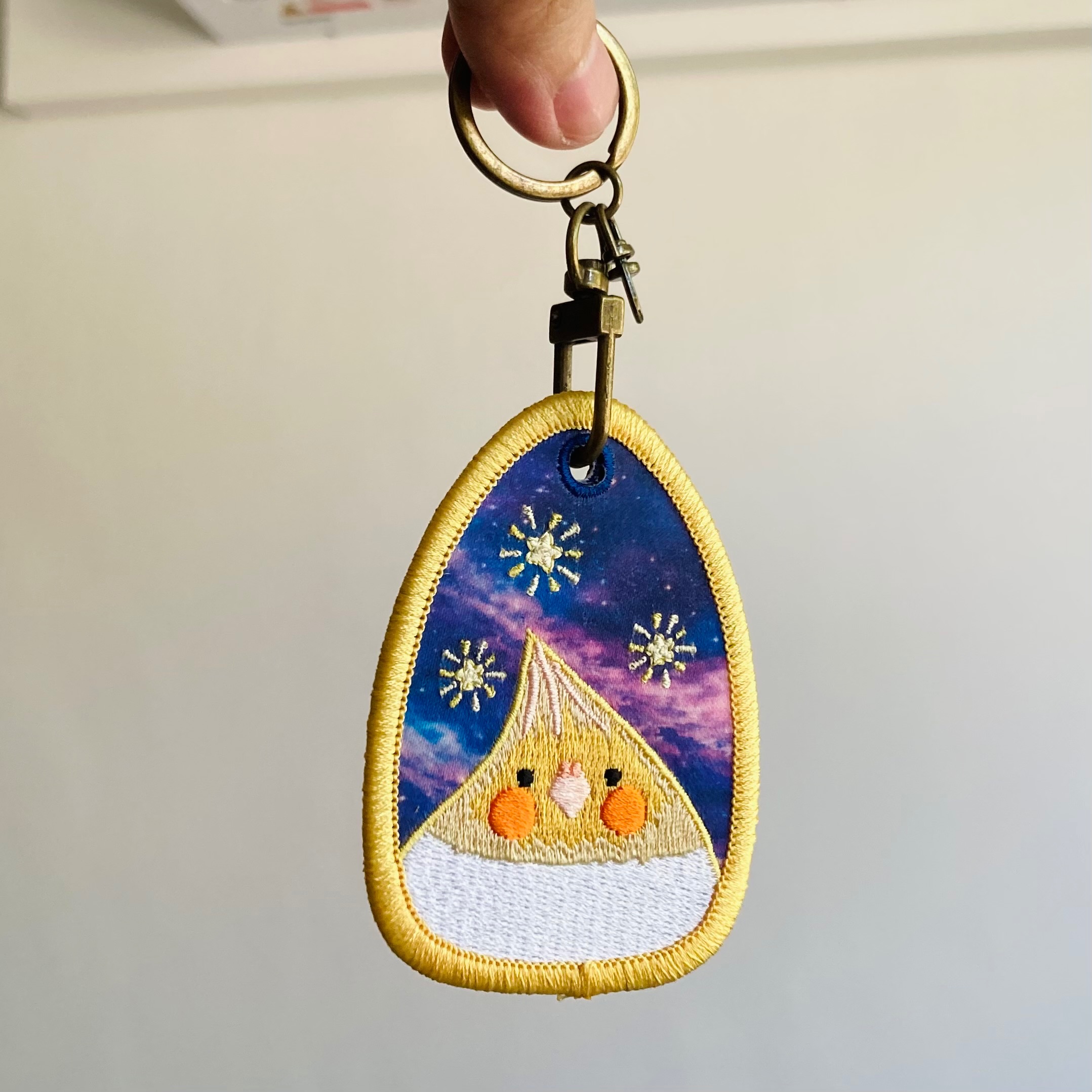 夜空雞刺繡鑰匙圈