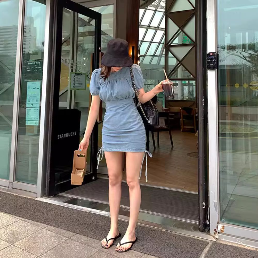 ♛ROSEMAYR♛廠商寄賣-K2382韓版水洗做舊牛仔甜美小性感包臀連身裙