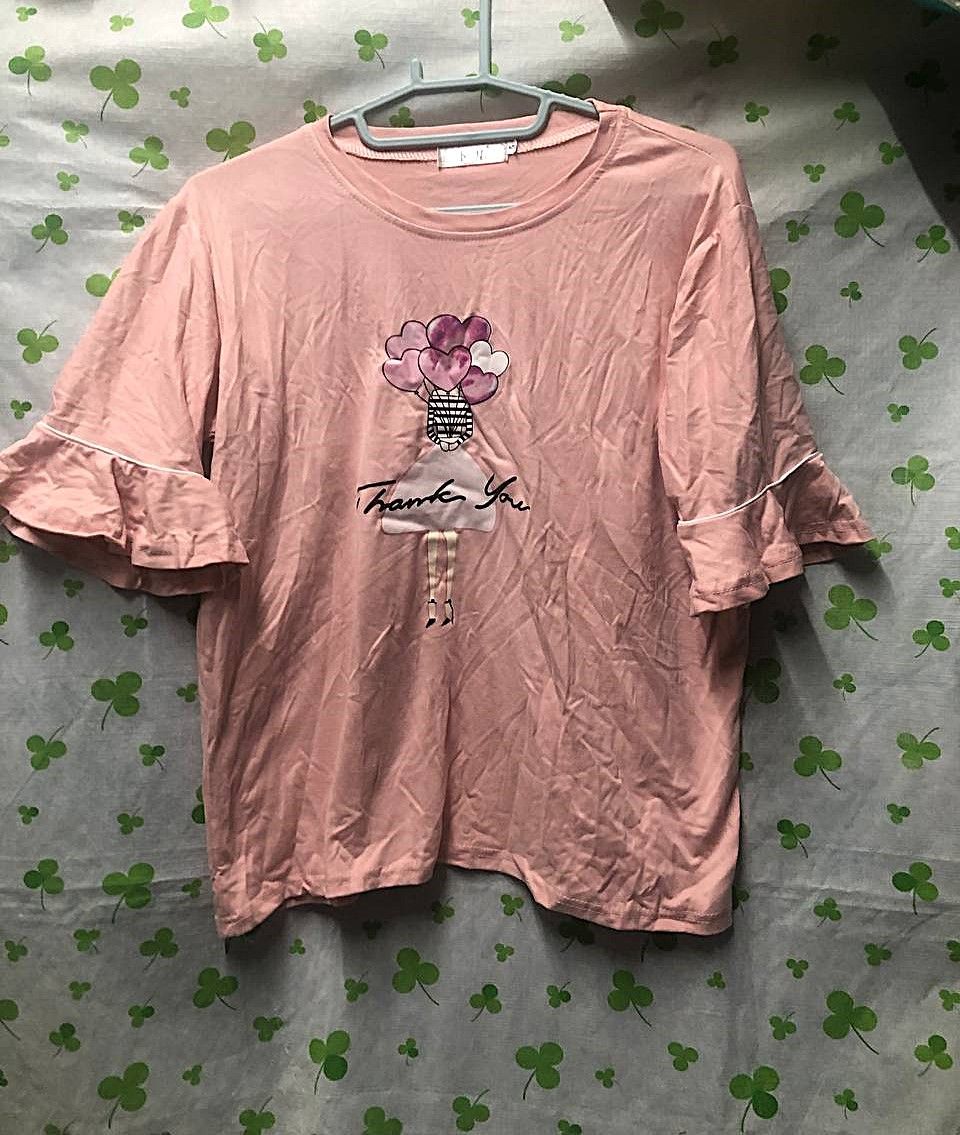 ♛ROSEMAYR♛廠商寄賣-粉色汽球女孩荷葉袖上衣