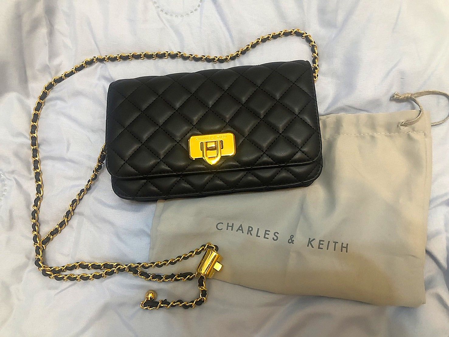 ♛ROSEMAYR♛廠商寄賣-小CK Cressida 菱格鍊條手拿包