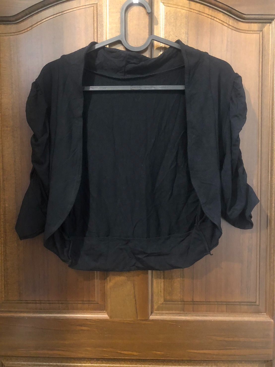 ♛ROSEMAYR♛廠商寄賣-Z1488黑色抓皺五分袖小外套