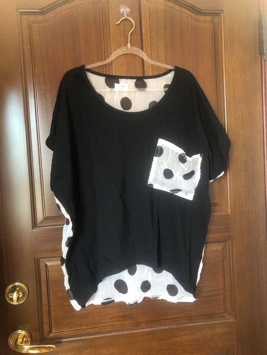 ♛ROSEMAYR♛廠商寄賣-加大尺碼-C01-006拼接紗質短袖上衣