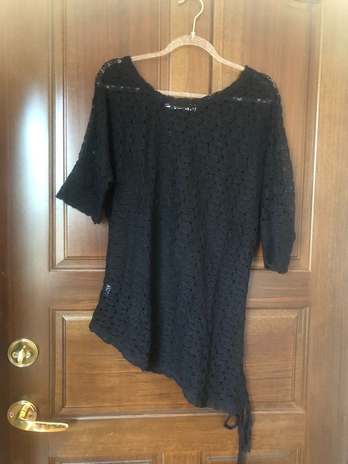 ♛ROSEMAYR♛廠商寄賣-中大尺碼-C01-003黑色鏤空短袖上衣