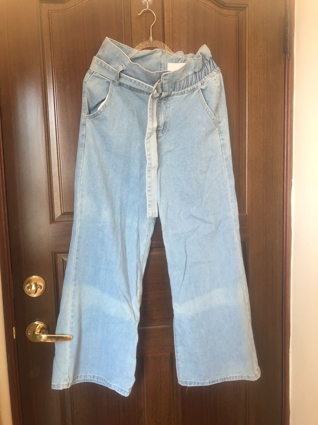 ♛ROSEMAYR♛廠商寄賣-C2988 淺藍側邊鬆緊寬口牛仔長褲