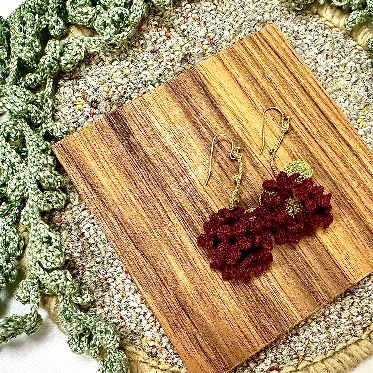 垂墜小花耳環（酒紅）需訂製