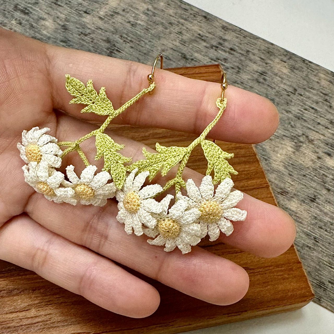 小菊花垂墜耳環