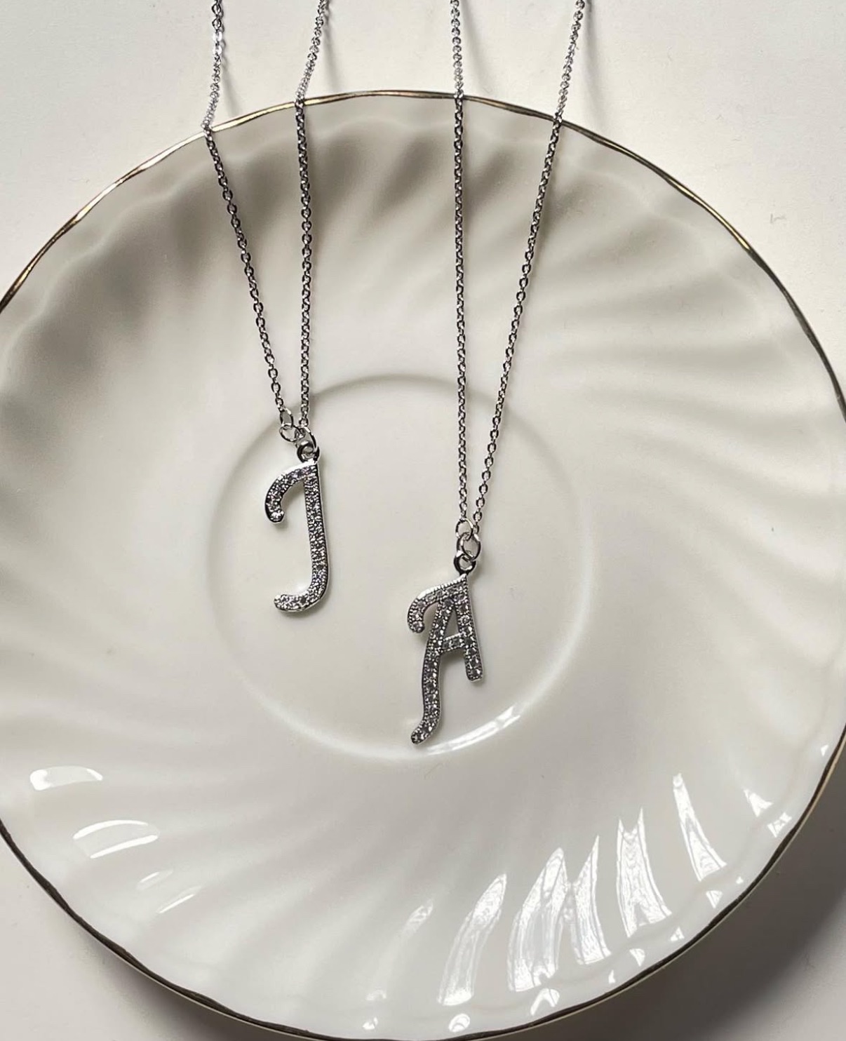 silver customized letters necklace