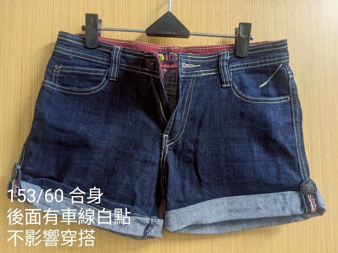 二手 牛仔短褲 深藍水洗小皮標修身俐落牛仔褲 短褲 牛仔短褲/直筒褲/顯瘦/寬褲 #25春天市集 B_250328_36