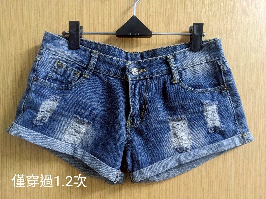 JEANS 顯瘦修剪裁 牛仔短褲 刷破牛仔褲 牛仔短褲女破洞牛仔褲夏裝新款 破褲 短褲時尚百搭 B_250414_11